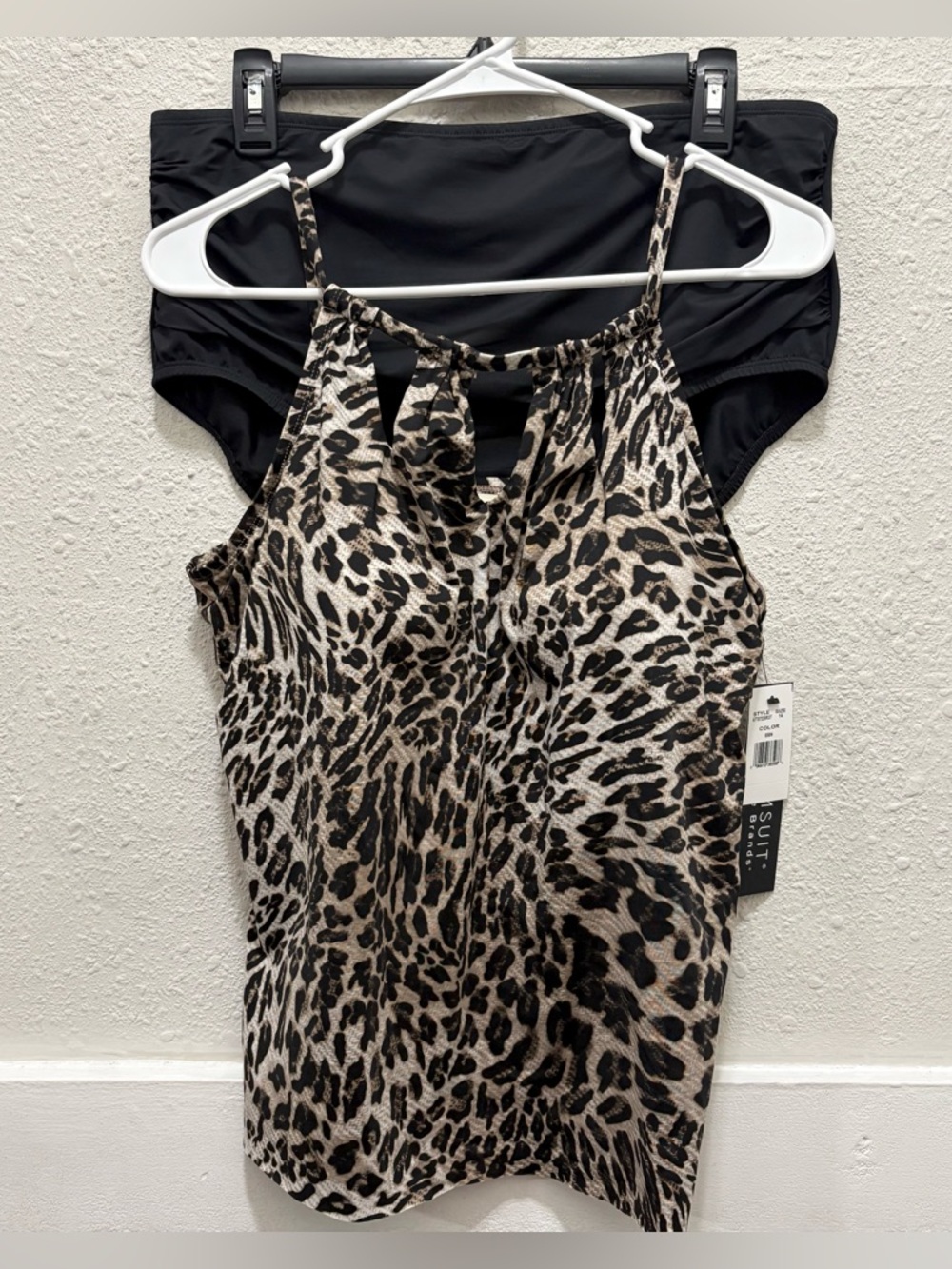 Dreamsuit By Mircale Brands Leopard Tankini Top and High Waisted Bottoms NWT 14